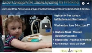 Webinar direct support for those harmed by fracking