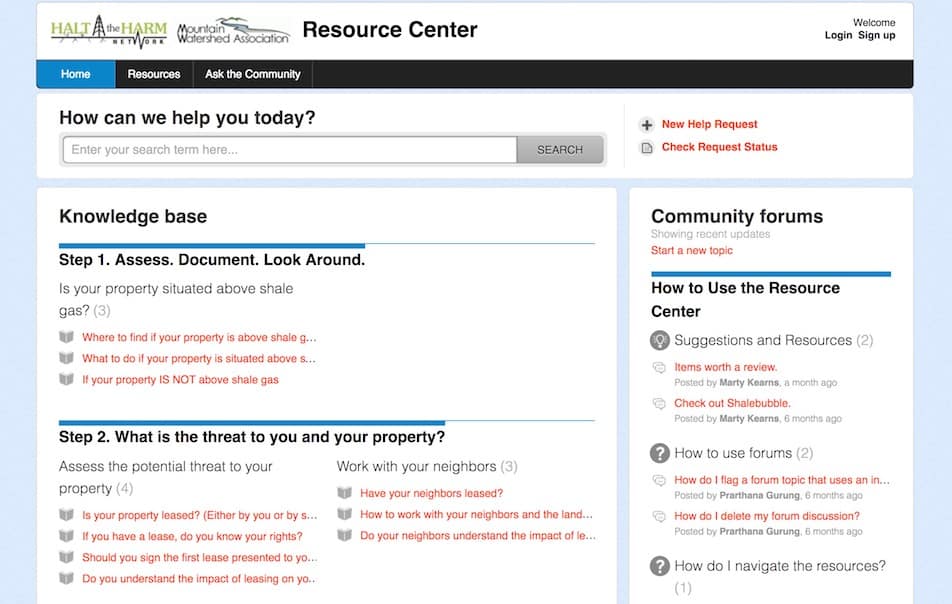 Fracking Next Door Help Center by Halt the Harm Network and Mountain Watershed Association