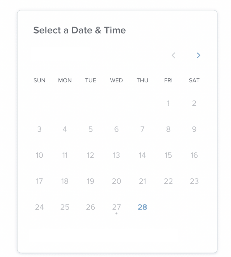 Booking calendar screenshot